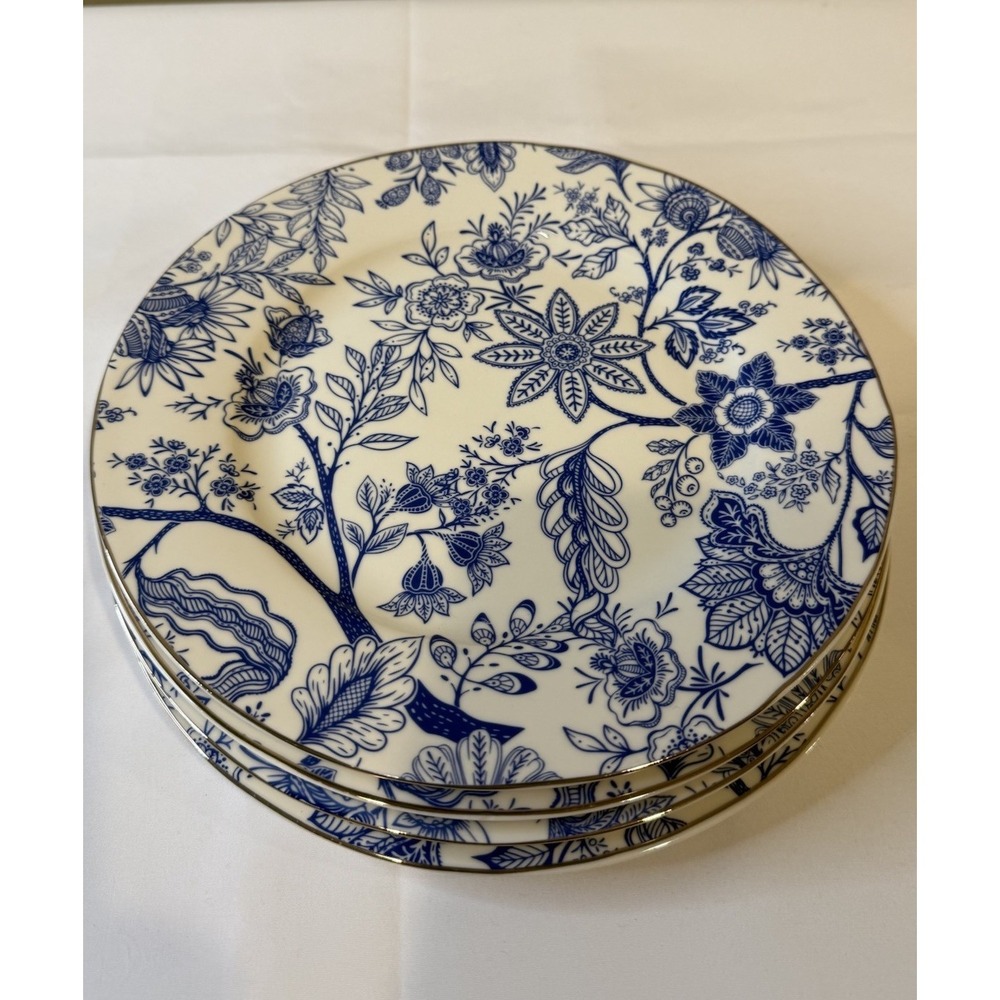 Set of 4 Grace Blue‎ Floral 8" Salad / Dessert Plates